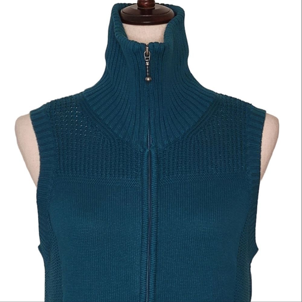 Christopher & Banks Teal Patterned Stitching Sweater Vest Size S - Picture 4 of 8